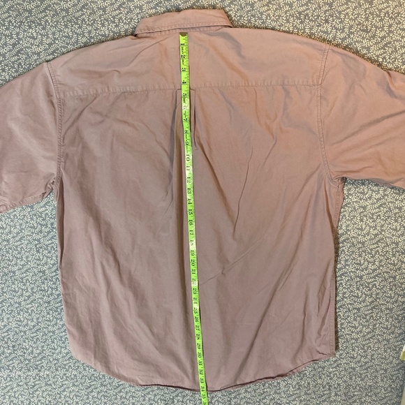 Eddie Bauer Mens 100% Cotton Short Sleeve Button Up Lavender Shirt XL Tall - Picture 8 of 8